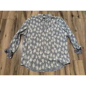 American Eagle Mens Seriously Soft Button-Up Shirt XXL Blue & White Palm Print